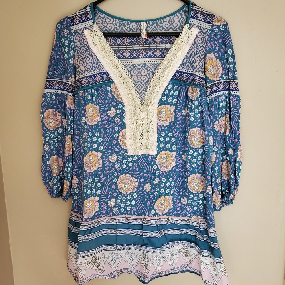 Free People Sweet Poland Boho Peasant Tunic Top XS - Picture 10 of 16